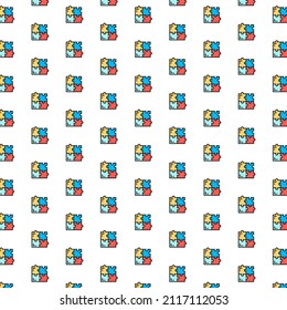 Vector puzzle, simple solutions, compatibility, solving problem pattern with various icons.