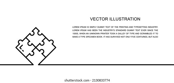 Vector puzzle, simple solutions, compatibility, solving problem one line icon. Continuous one line