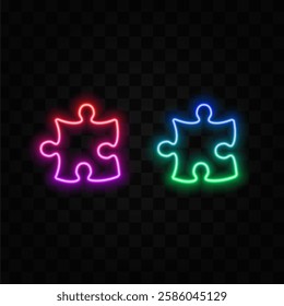 Vector puzzle, simple solutions, compatibility, neon problem solving..