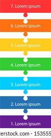 Vector puzzle steps. Seven steps. Rainbow colors.