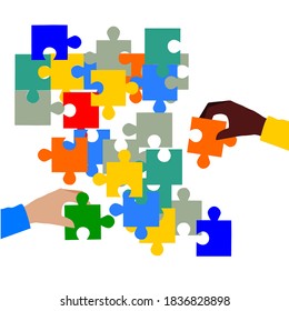 vector puzzle as a symbol of unity