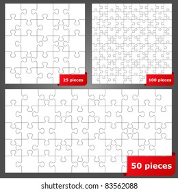 Vector puzzles with 25, 50 and 100 pieces