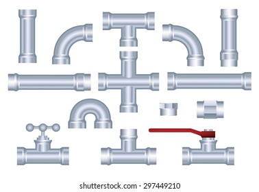 Vector PVC pipeline construction pieces set