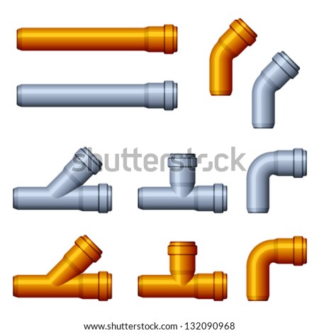 vector PVC sewer pipes orange gray
