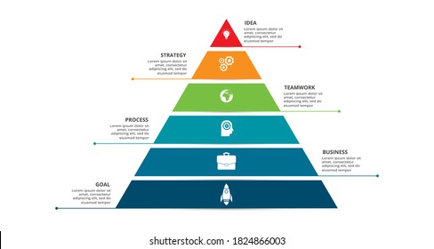 Vector Pyramid Up Arrows Infographic, Diagram Chart, Triangle Graph Presentation. Business Timeline Concept With 6 Parts