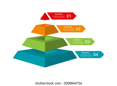 Vector pyramid up arrows infographic, diagram chart, triangle graph presentation. Business timeline concept with 4 parts