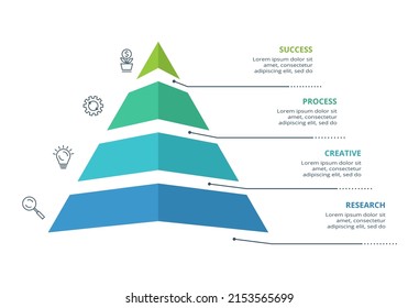 Vector pyramid up arrows infographic, diagram chart, triangle graph presentation. Business timeline concept with 4 parts