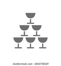 Vector pyramid of glass goblets grey icon.