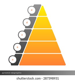 Vector pyramid info graphic shows growth with gradient fill. Clear and simple template. 