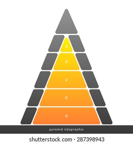 Vector pyramid info graphic shows growth with gradient fill. Clear and simple template. 
