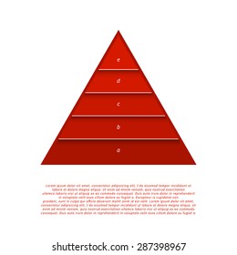 Vector pyramid info graphic shows growth with gradient fill. Clear and simple template. 