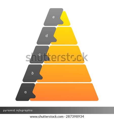 Vector pyramid info graphic shows growth with gradient fill. Clear and simple template. 