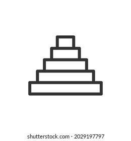 Vektorpyramidenlinie Symbol. Symbol in trendigem Umriss-Stil. Vektorgrafik einzeln auf weißem Hintergrund. 