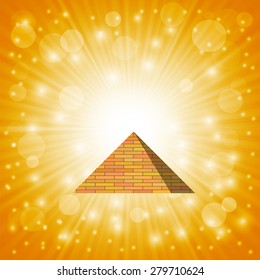Vector Pyramid on Hot Sun Sky Background for Your Design
