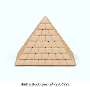 Vector pyramid in realistic style. Triangular block building. Textured illustration