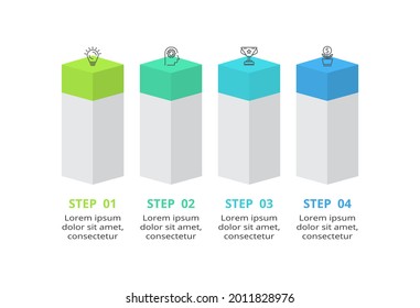 Vector pyramid square infographic, chart diagram, square chart presentation. Business graph concept with 4 parts