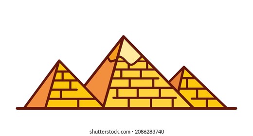 Vector pyramids of Egypt, illustration of egyptian pyramids in cartoon style, icon of tourists sights