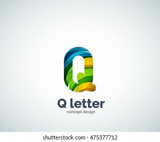 Vector Q letter business logo, modern abstract geometric elegant design. Created with waves