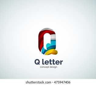 Vector Q letter business logo, modern abstract geometric elegant design. Created with waves