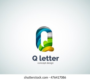 Vector Q letter business logo, modern abstract geometric elegant design. Created with waves