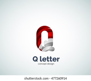 Logo de negocios de letras de vectores Q, diseño moderno y elegante geométrico abstracto. Creado con ondas
