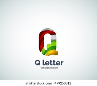 Logo de negocios de letras de vectores Q, diseño moderno y elegante geométrico abstracto. Creado con ondas