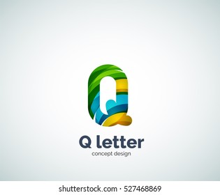 Logo de negocios de letras de vectores Q, diseño moderno y elegante geométrico abstracto. Creado con ondas