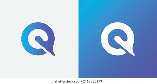 vector Q letter logo design with blue gradient