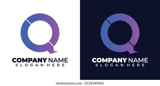 Vector Q letter logo design with blue gradient