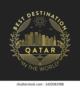 Vector Qatar City Badge, Linear Style