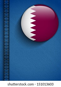 Vector - Qatar Flag Button in Jeans Pocket Vector