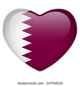 Vector - Qatar Flag Heart Glossy Button