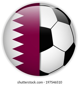 Vector - Qatar Flag with Soccer Ball Background