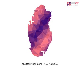 Vector of Qatar map colorful polygon red triangle mosaic with white background. style gradient.