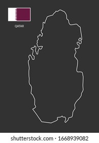 vector Qatar map thin line style.