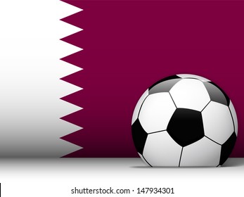 Vector - Qatar Soccer Ball with Flag Background