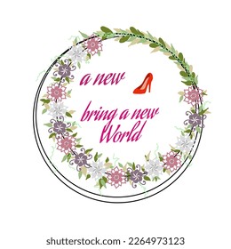 Vector cita unos zapatos nuevos que traen un mundo nuevo, citas inspiradoras, ilustración a mano con letras a mano, qoute compra zapatos nuevos