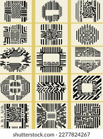 Vector QR Code and Barcode Mega-Set (15 works) for Business and Technology,Digital Business for Web and Mobile. Ornamental QR Code and Barcode Stamps and Badges