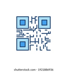 Vector QR Code vector concept line blue icon or sign