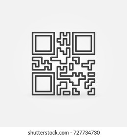 Vector QR Code icon or symbol in thin line style