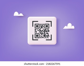 Vector QR code sample for smartphone scanning. 3D Web Vector Illustrations.