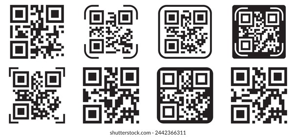 Vector QR code sample for smartphone scanning isolated on white background.
