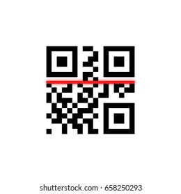 Vector QR code sample for smartphone scanning isolated on white background.