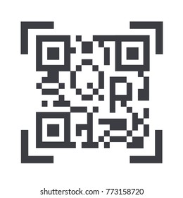 Vector QR code sample for smartphone scanning. Lettet QR inside  isolated on white background. payment technology concept.