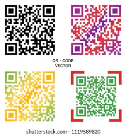 Vector QR code. A selection of multi-colored codes. Elements for your design.