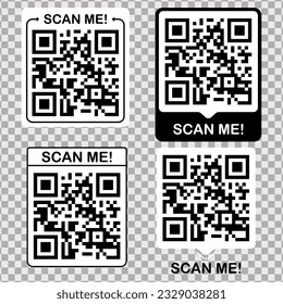 Vector Qr code set collection. scan me. vector barcode
