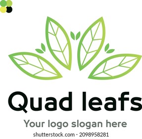 Logotipo de hoja de cuatro vectores en el que una imagen abstracta de 4 hojas es también similar a una hoja de un árbol.
