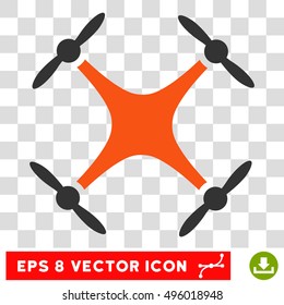 Vector Quadcopter EPS vector icon. Illustration style is flat iconic bicolor orange and gray symbol on a transparent background.