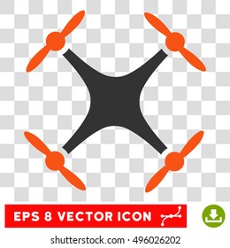 Vector Quadcopter EPS vector icon. Illustration style is flat iconic bicolor gray and orange symbol on a transparent background.