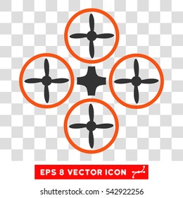 Vector Quadcopter EPS vector icon. Illustration style is flat iconic bicolor orange and gray symbol on a transparent background.